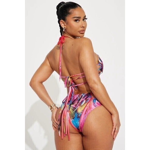 Hawaiian Multi Color‎ 3 Piece Bikini Set Size S RefM22 - Picture 4 of 10